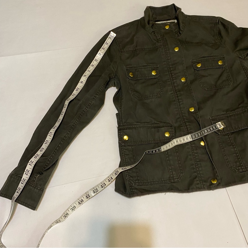 J. Crew Green Twill Field Jacket with Gold buttons - Picture 13 of 15